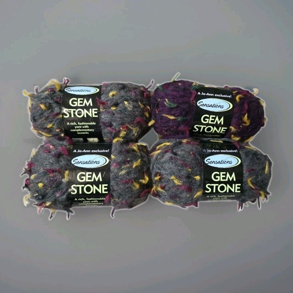 Sensations Gem Stone Yarn Balls Mohair Blend Four Skeins Mixed Colors 3.5 oz NWT